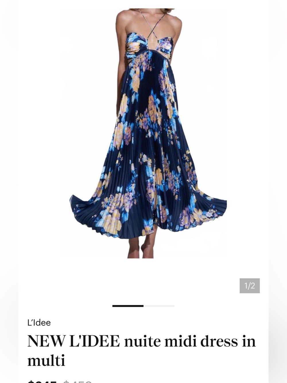 NEW Navy Floral Midi Skirt Dress